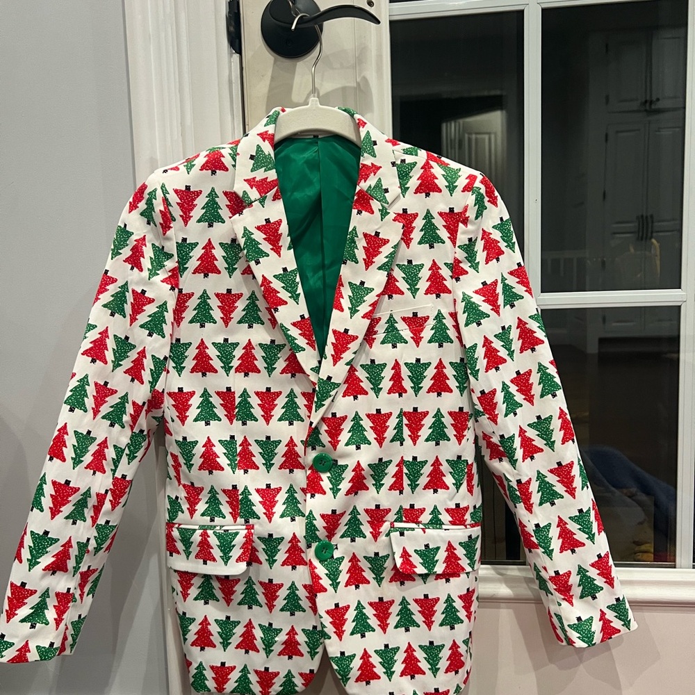Festive Christmas Tree Patterned Blazer